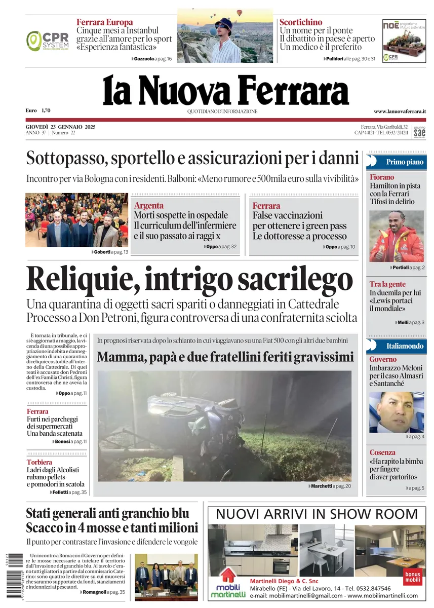 Prima-pagina-nuova ferrara-oggi-edizione-del-2025-01-23